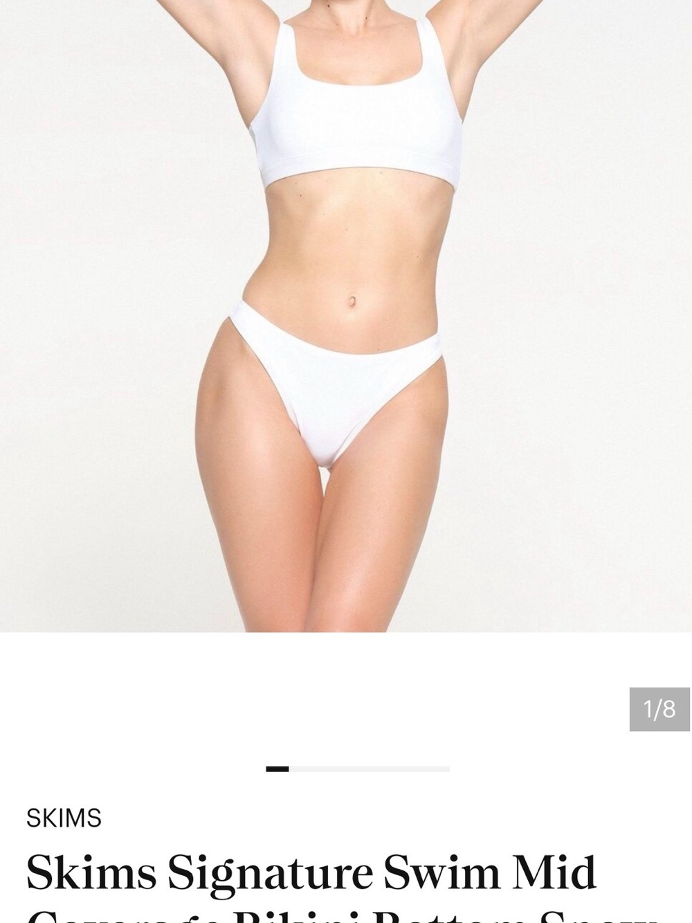 SKIMS Snow Signature Swim Bikini Mid Coverage Bottom XS